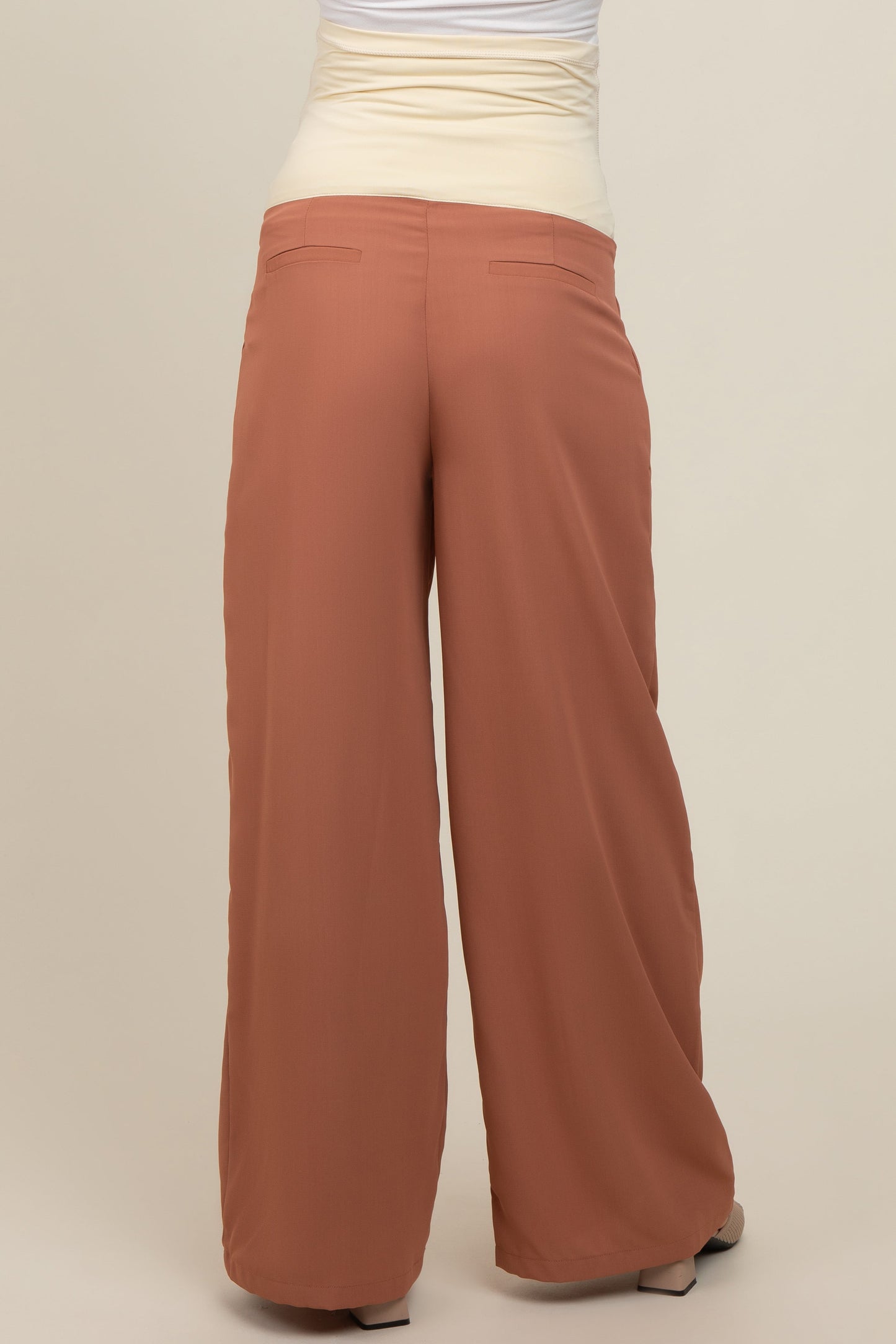 Rust Wide-Leg Maternity Trousers