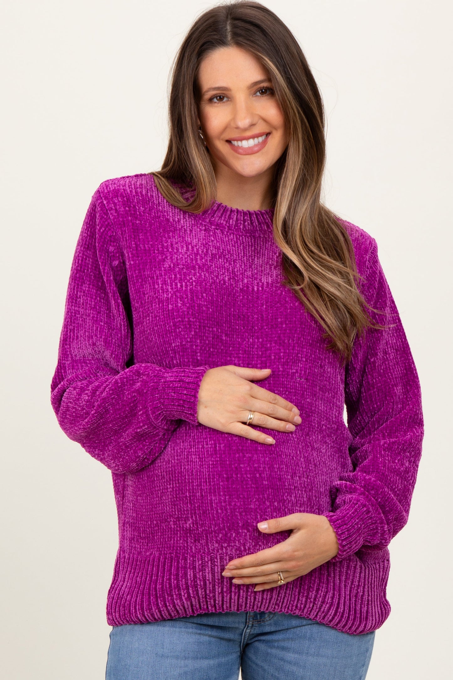 Magenta Chenille Knit Maternity Sweater