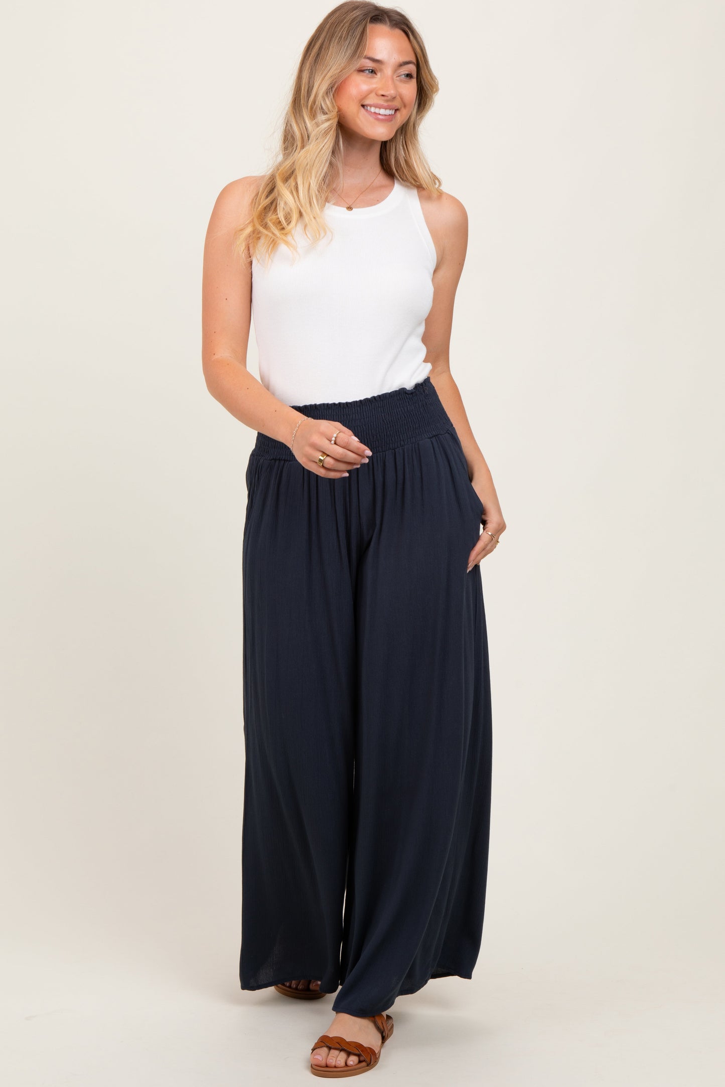 Charcoal Wide Smock Waist Maternity Pants