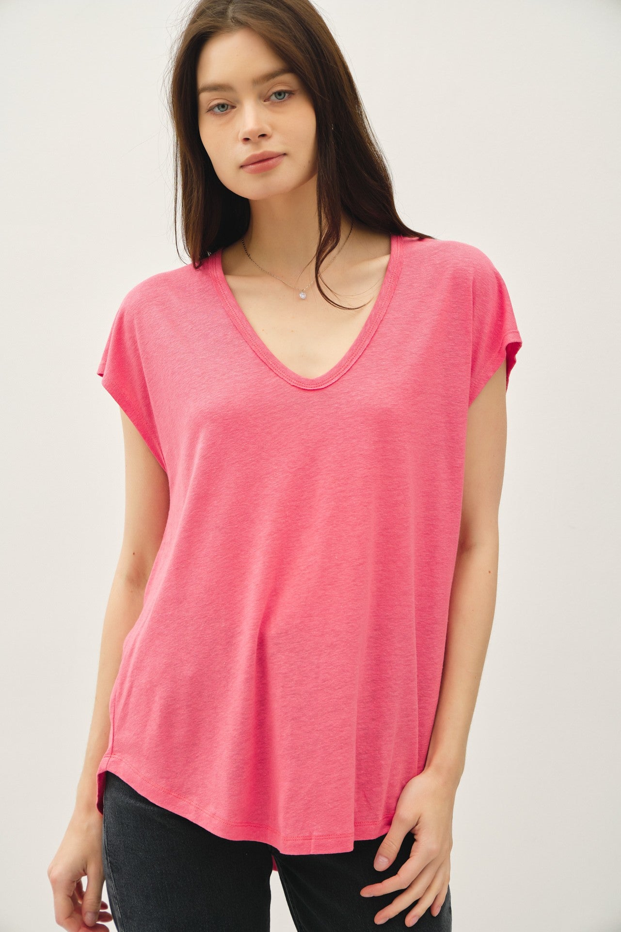 Fuchsia V-Neck Maternity Top
