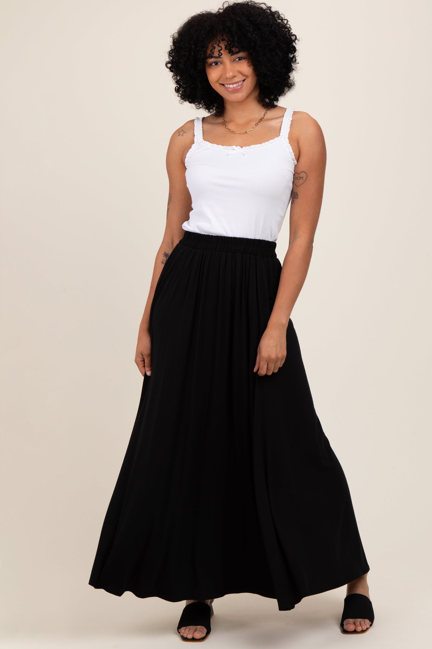 Black Maternity Maxi Skirt