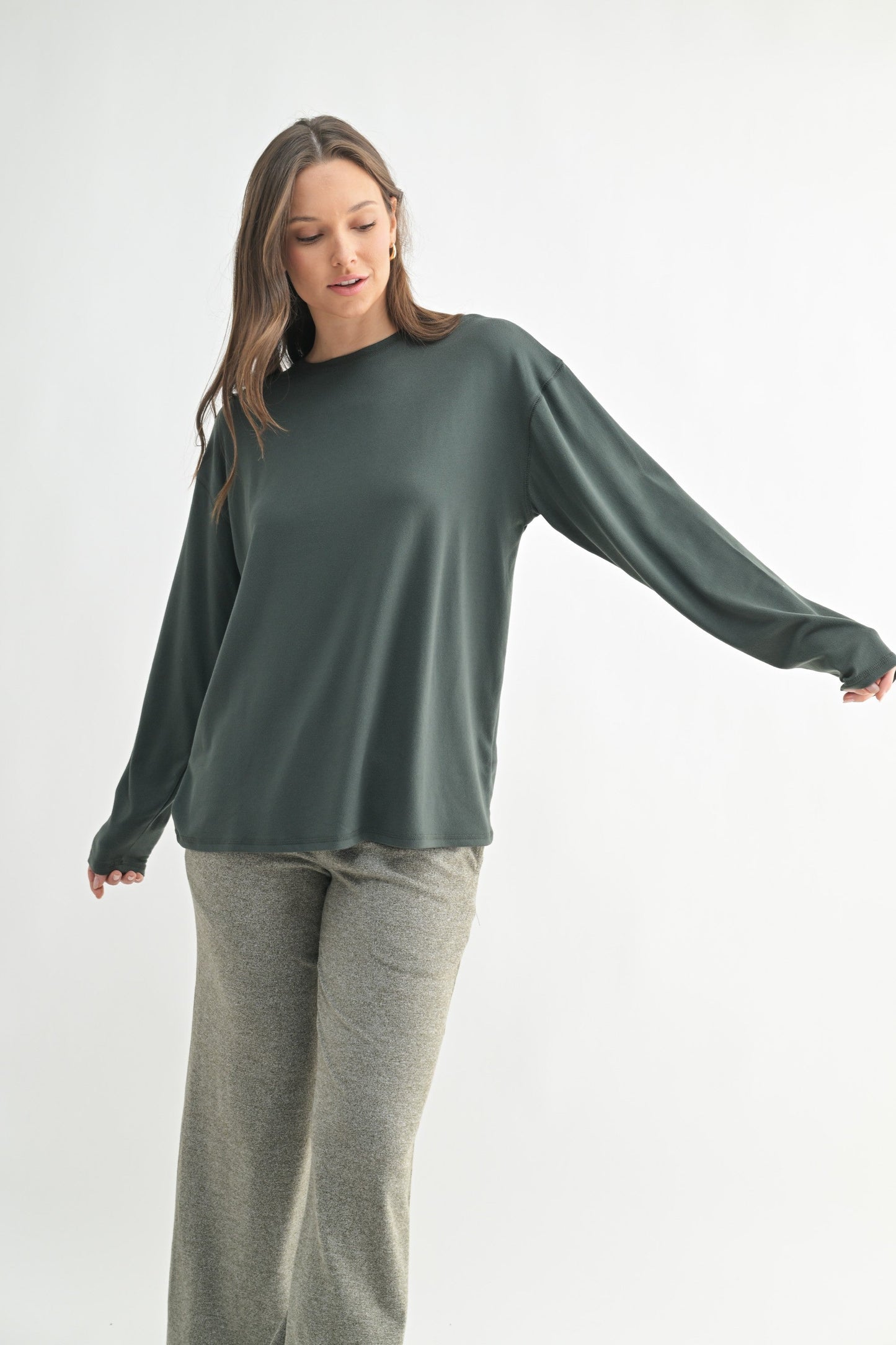 Charcoal Grey Relaxed Fit Maternity Long Sleeve Top