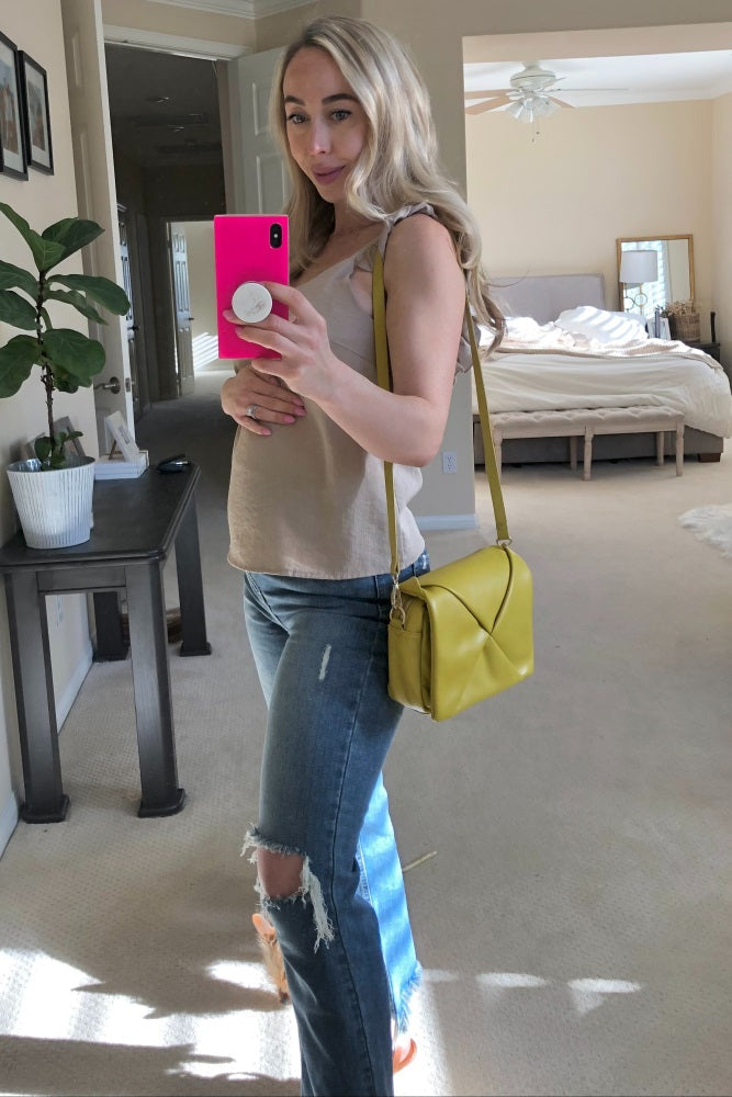 Blue Frayed Wide Leg Cropped Maternity Jeans