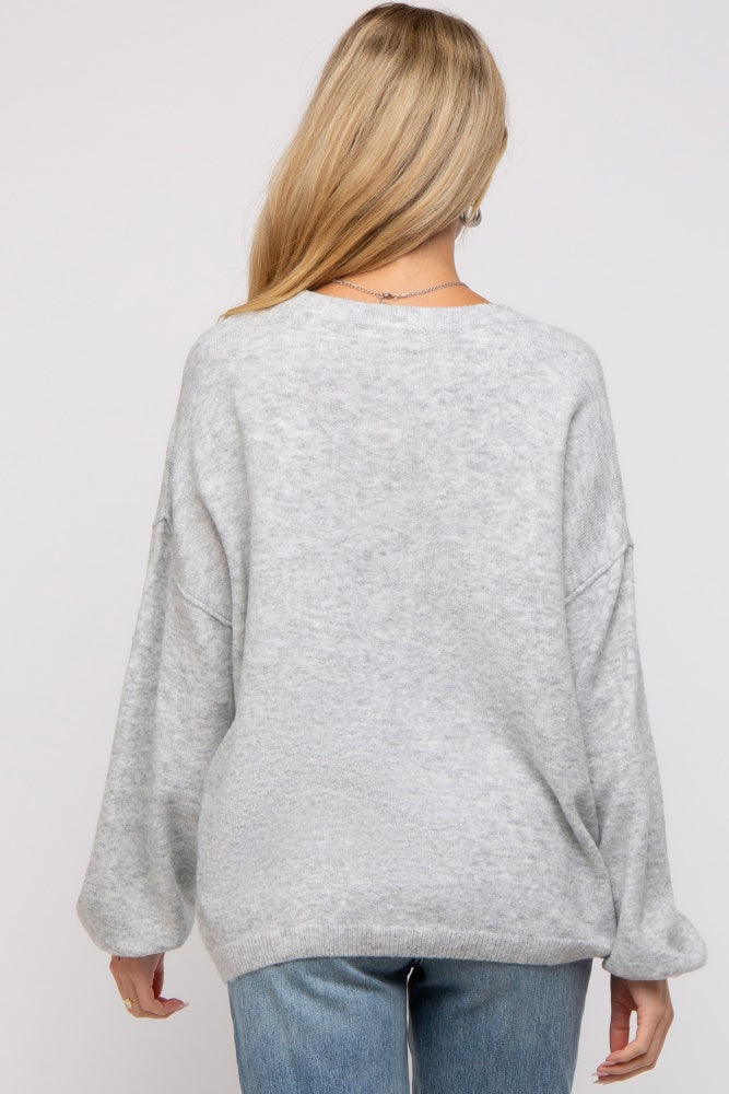 Heather Grey Basic Drop Shoulder Maternity Sweater
