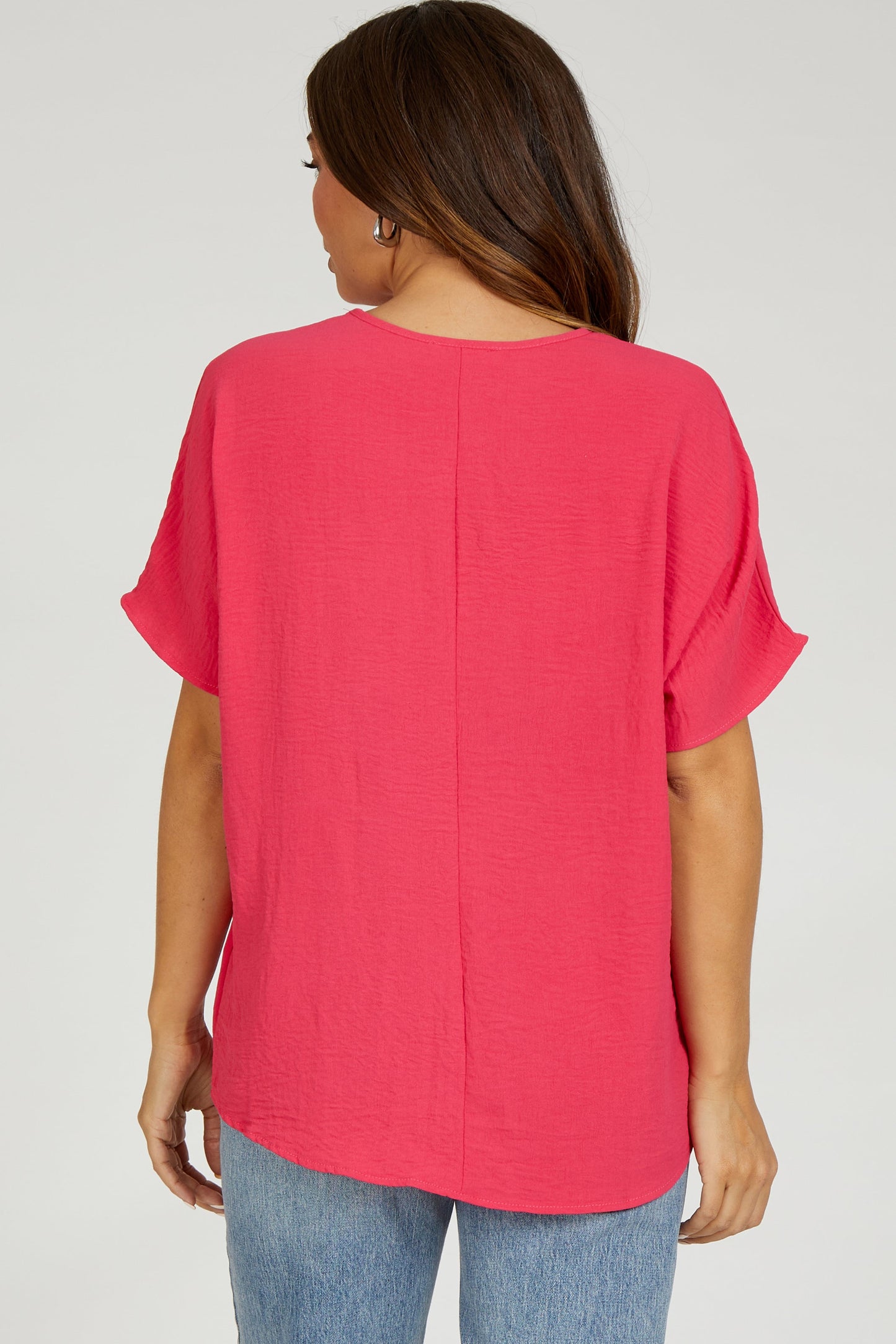 Coral Pink Short Sleeve Maternity Blouse