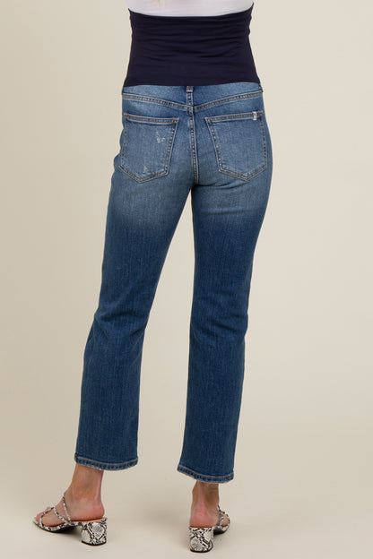 Blue Distressed Knee Slim Fit Maternity Jeans