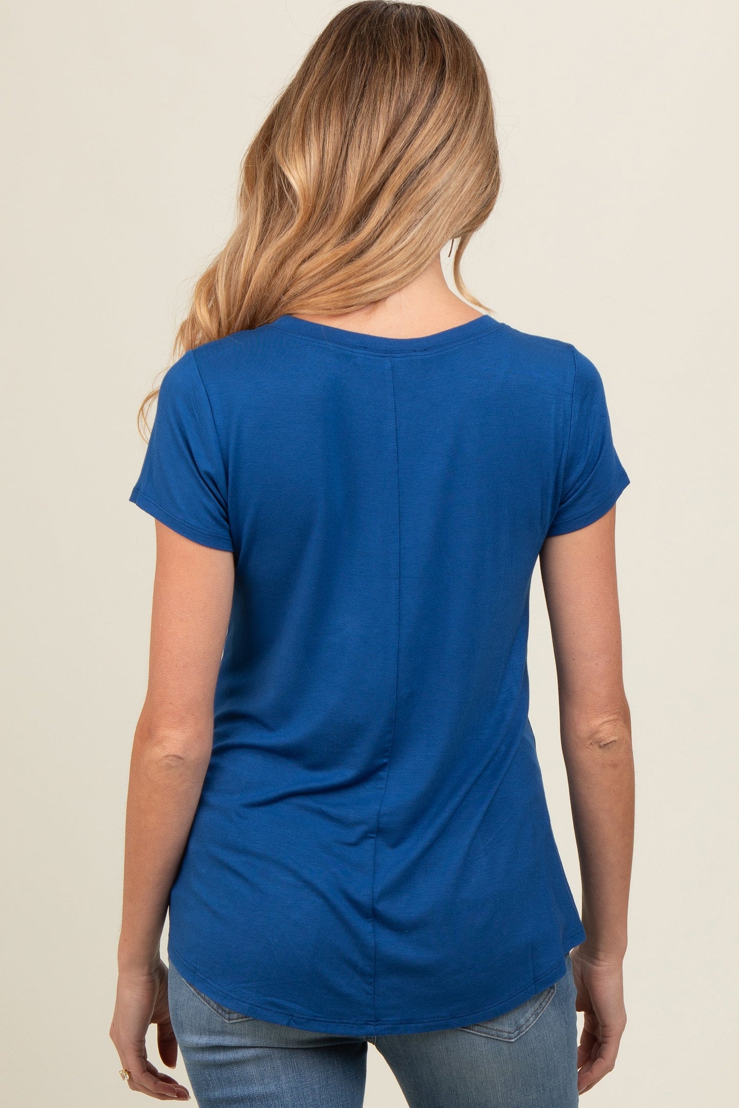 Royal Blue Basic Short Sleeve Maternity Top