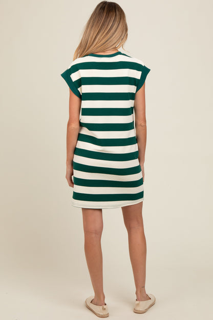 Green Striped Maternity Mini Dress