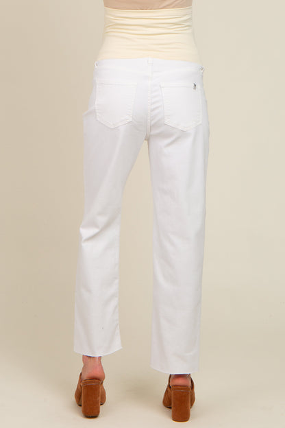 White Slit Knee Maternity Jeans