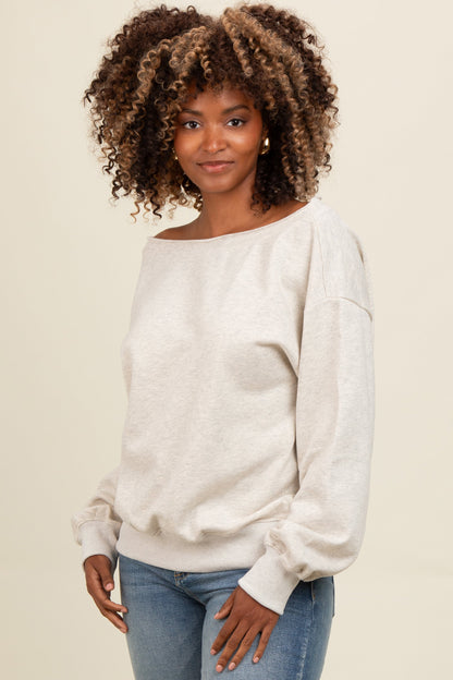 Heather Grey One Shoulder Maternity Sweatshirt