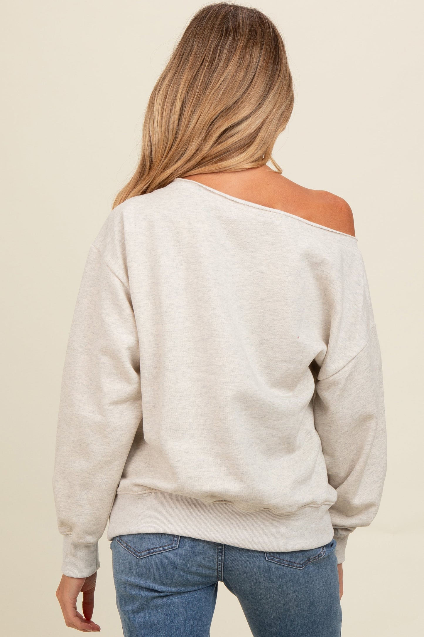 Heather Grey One Shoulder Maternity Sweatshirt