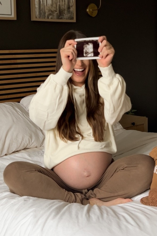 Cream Vintage Wash Oversized Maternity Drawstring Hoodie