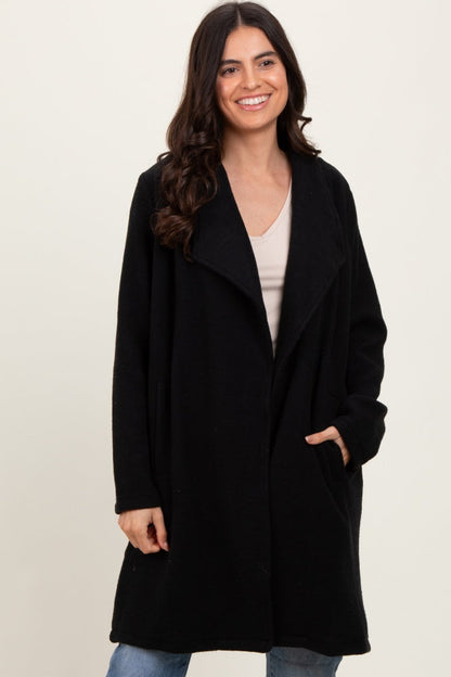 Black Knit Relaxed Fit Maternity Coat Jacket
