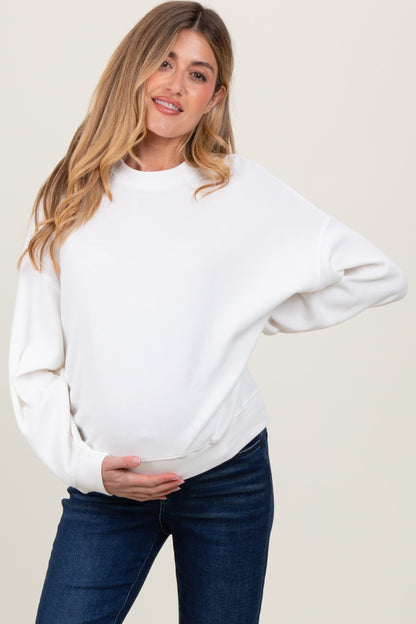 Ivory Waffle Knit Maternity Pullover