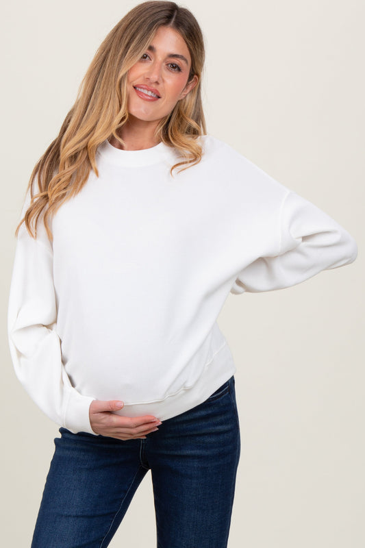 Ivory Waffle Knit Maternity Pullover