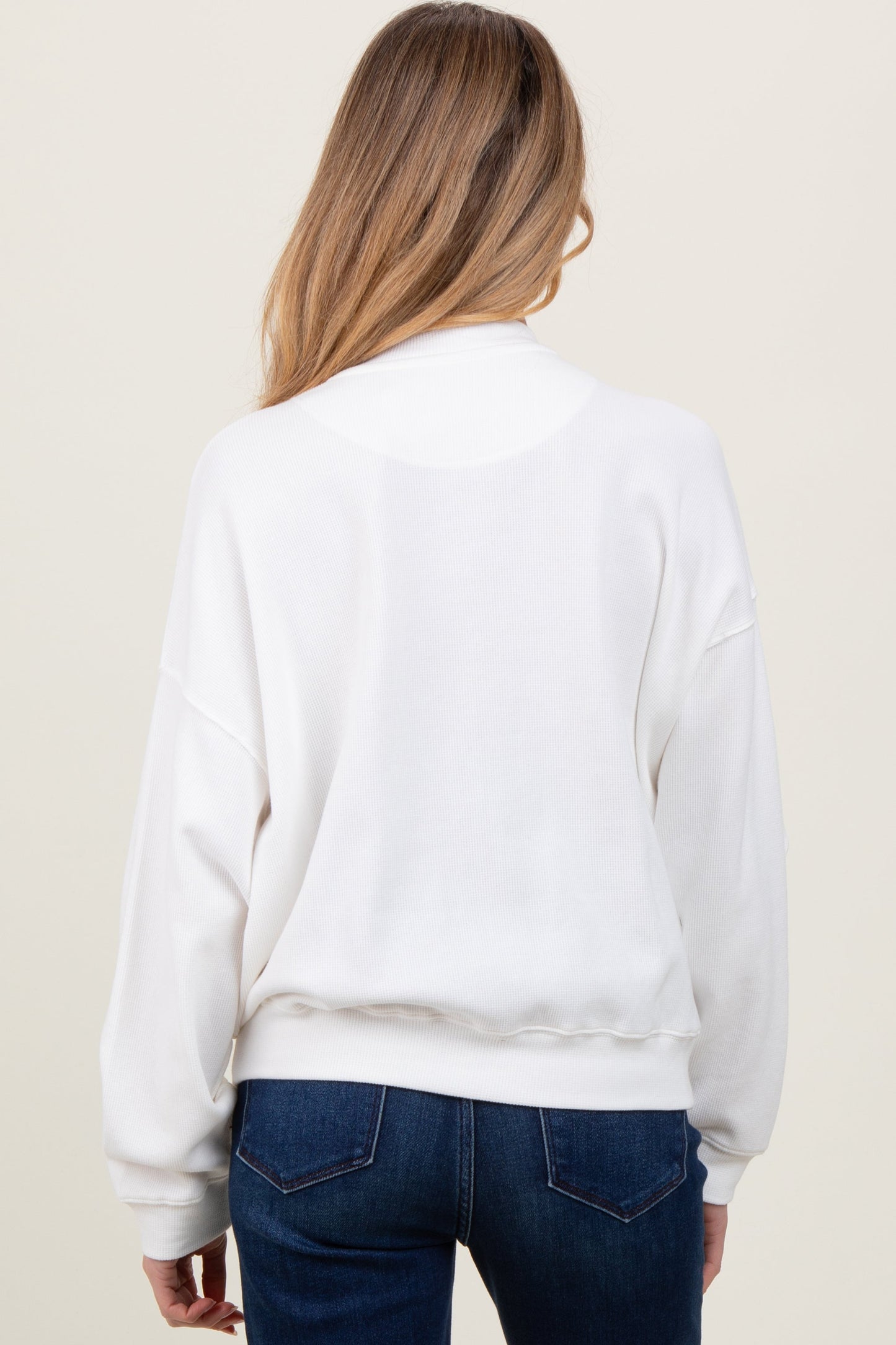 Ivory Waffle Knit Maternity Pullover