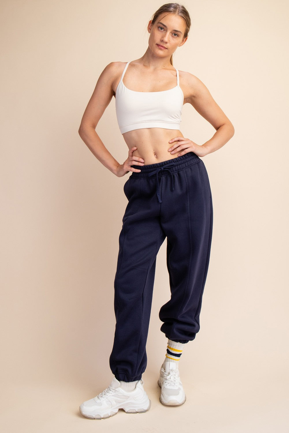Navy Drawstring Relaxed Fit Maternity Sweatpants