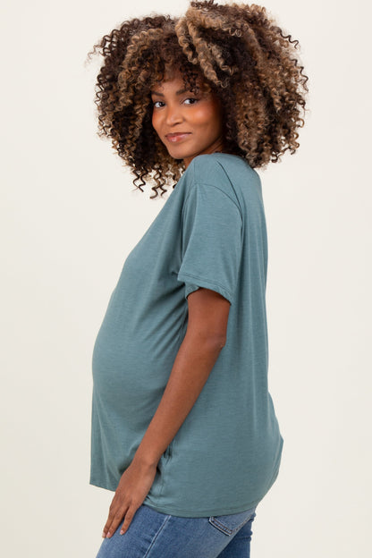 Light Olive Basic Maternity Tee