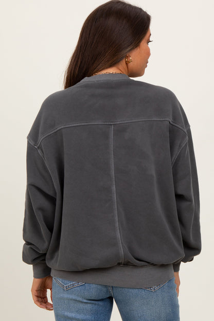 Charcoal Fleece Drop Shoulder Maternity Sweatshirt