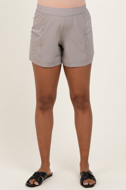 Taupe Elastic Cargo Maternity Shorts