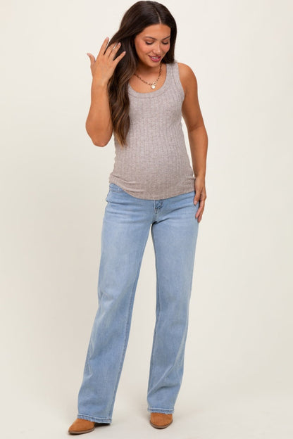 Light Blue Washed Relaxed Straight Leg Maternity Jeans
