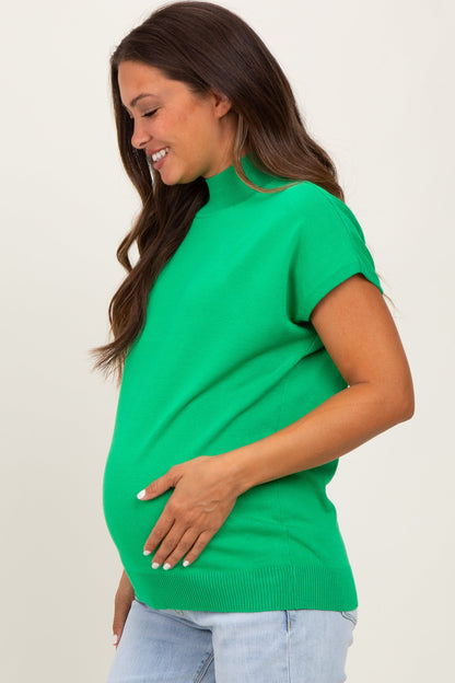 Green Mock Neck Knit Maternity Top