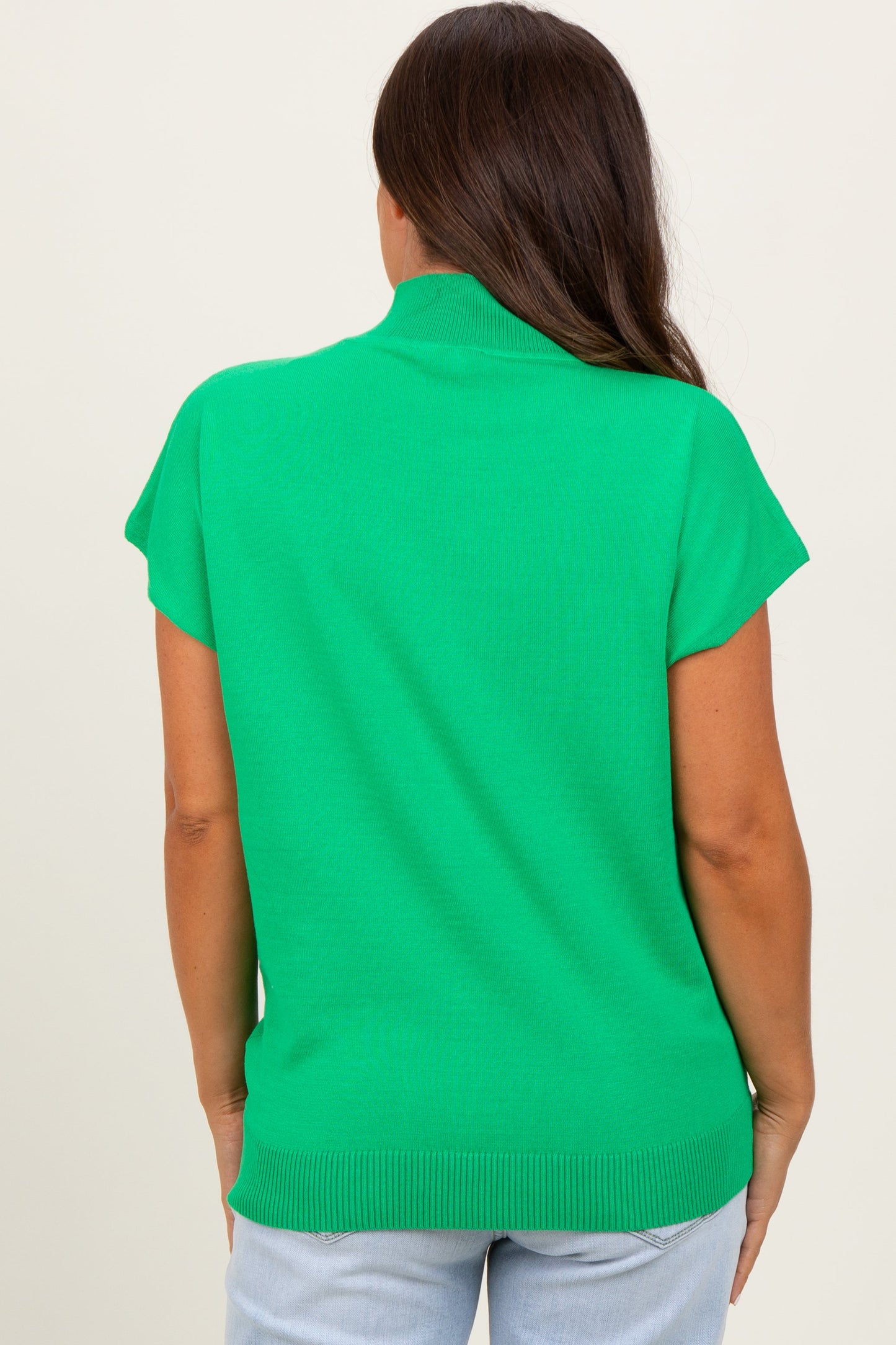 Green Mock Neck Knit Maternity Top
