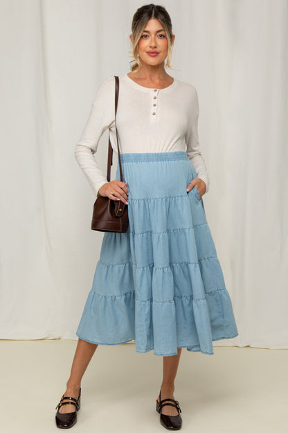 Cream Brushed Knit Henley Maternity Top