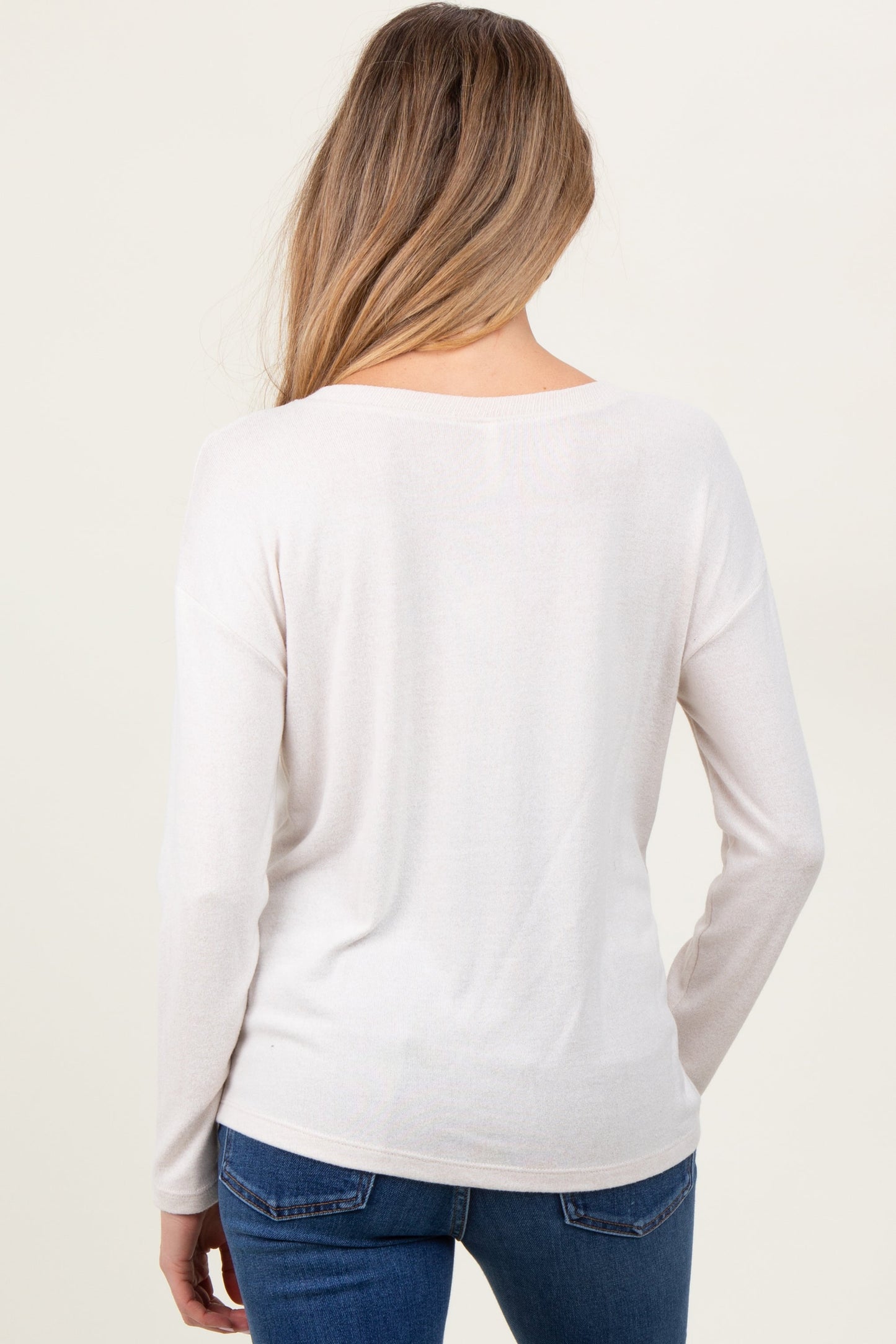 Cream Brushed Knit Henley Maternity Top