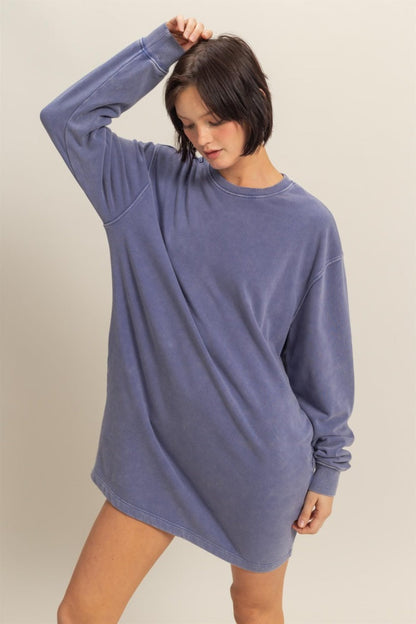 Light Blue Long Sleeve Oversized Sweatshirt Maternity Mini Dress
