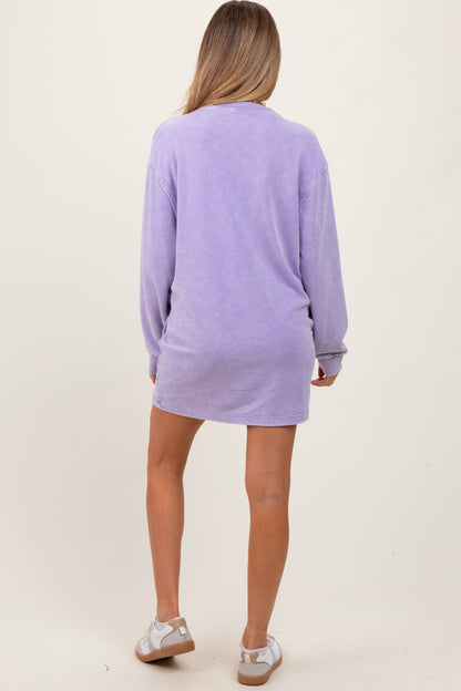 Lavender Long Sleeve Oversized Sweatshirt Maternity Mini Dress