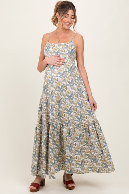 White Floral Tie Back Cutout Maternity Maxi Dress