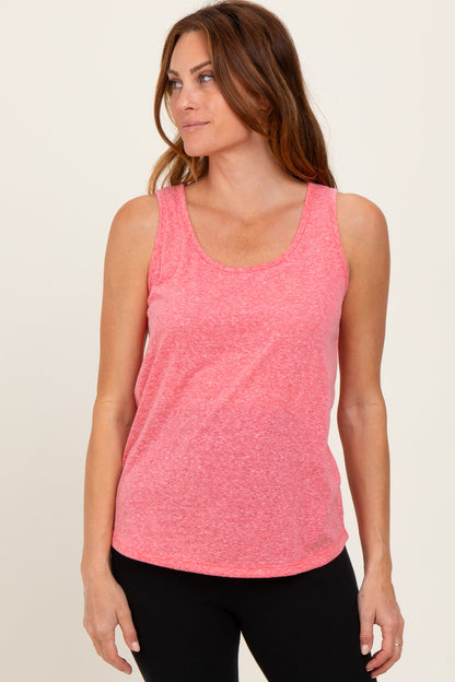 Coral Heather Scoop Neck Maternity Tank Top