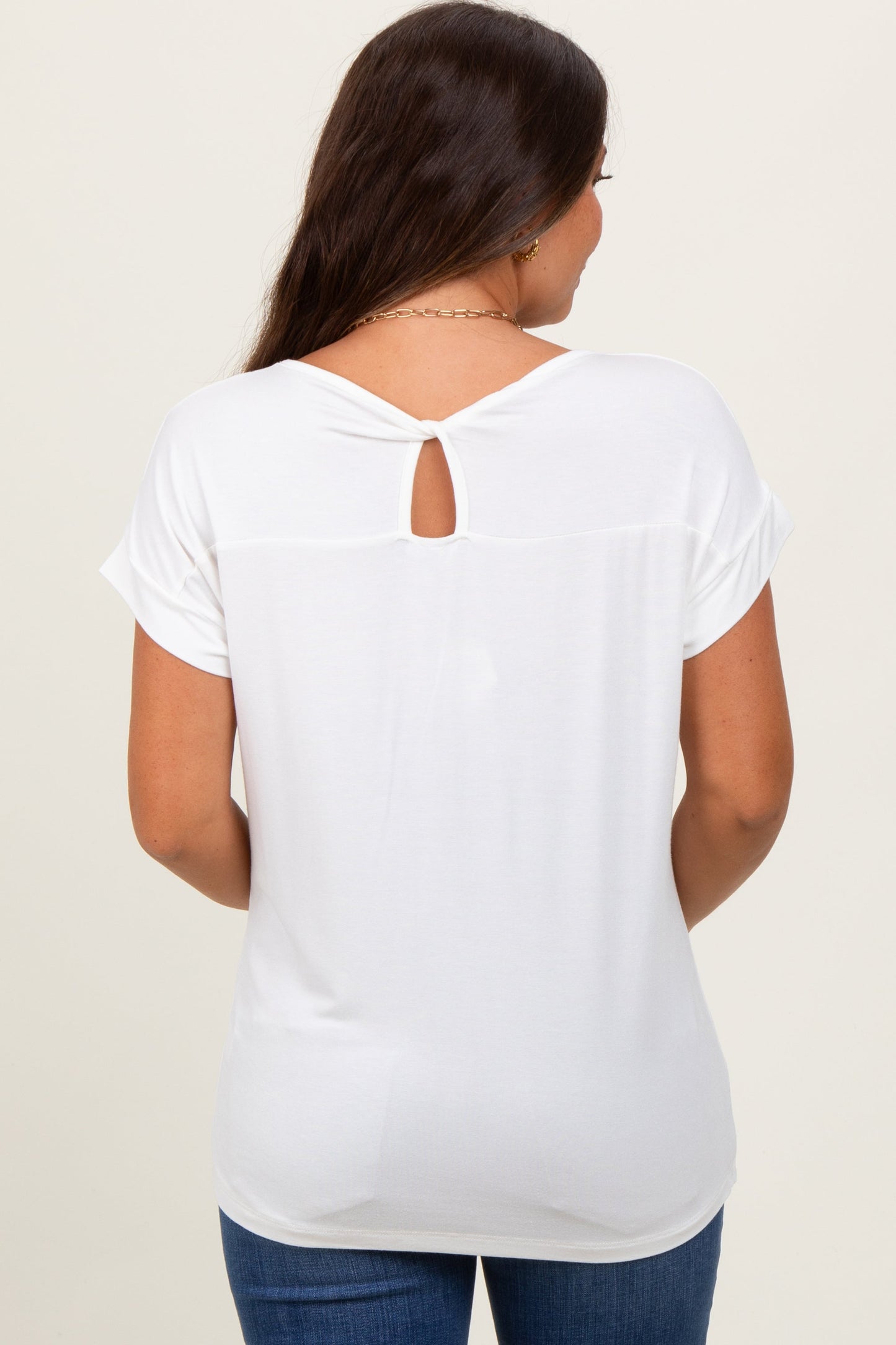 Ivory Key Hole Back Detail Maternity Top