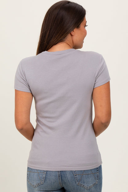 Grey Classic Crewneck Maternity T-Shirt
