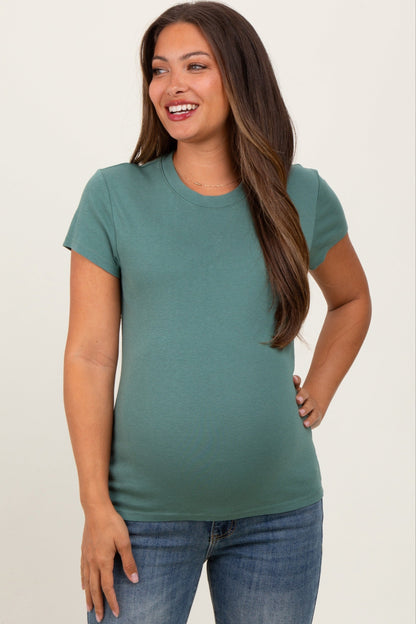 Light Olive Classic Crewneck Maternity T-Shirt