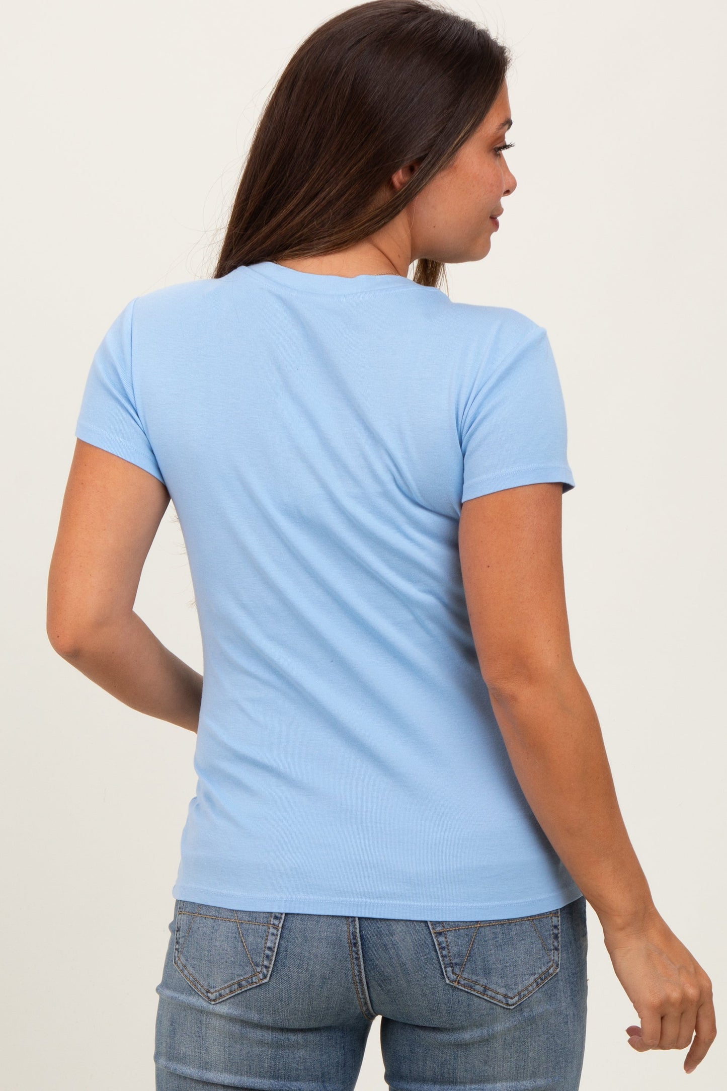Light Blue Classic Crewneck Maternity T-Shirt