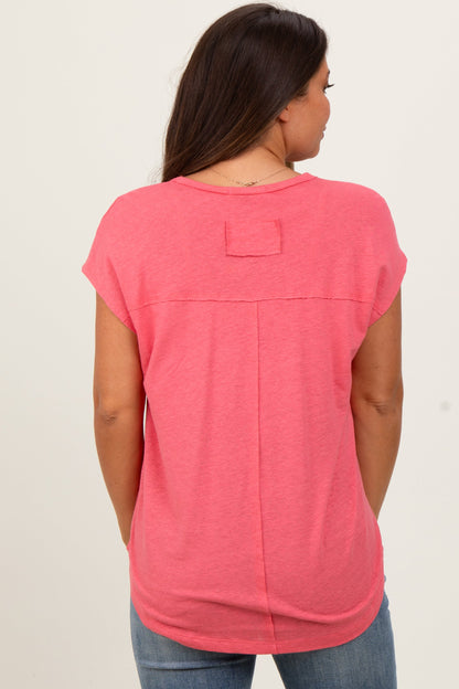 Fuchsia V-Neck Maternity Top