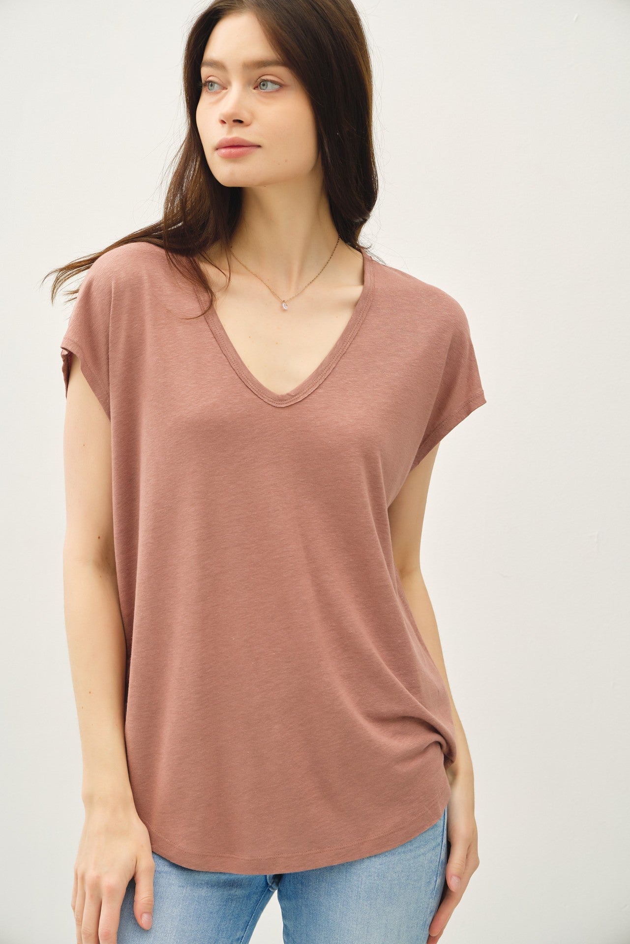 Brown V-Neck Maternity Top