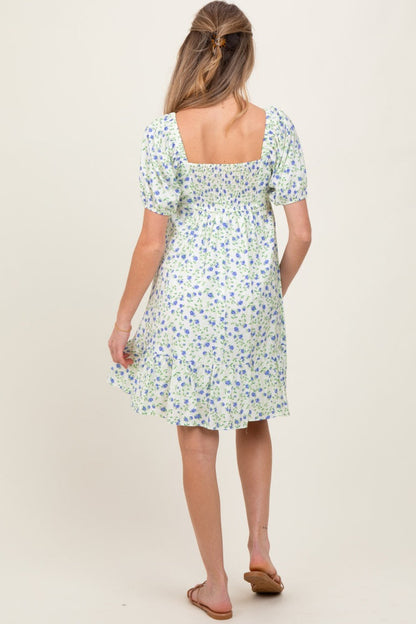 Lavender Floral Babydoll Maternity Mini Dress