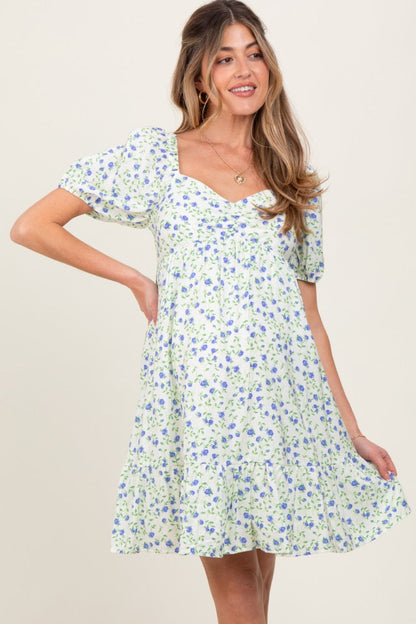 Lavender Floral Babydoll Maternity Mini Dress