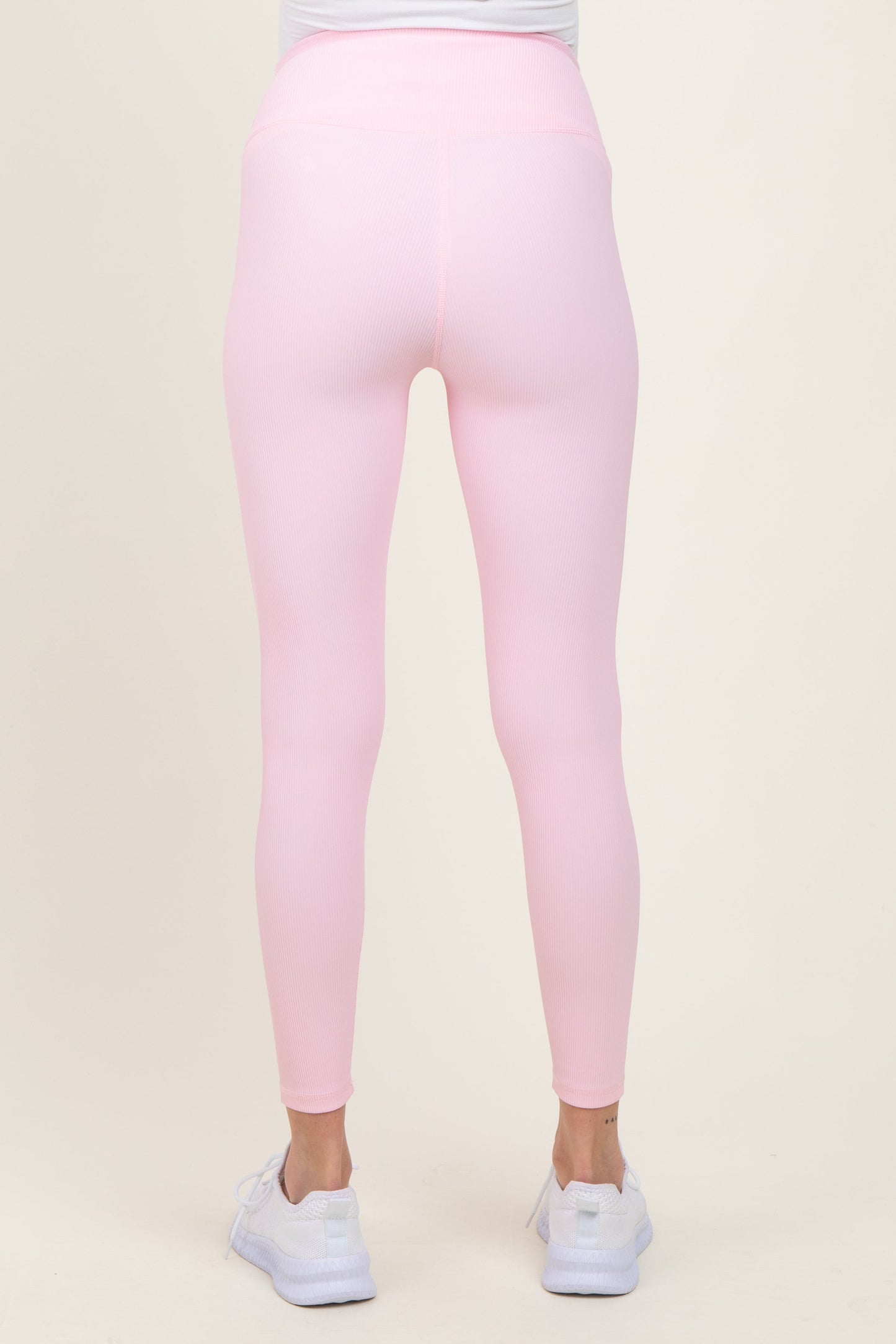 Pink Ribbed Maternity Leggings