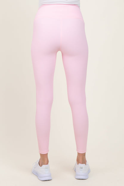 Pink Ribbed Maternity Leggings