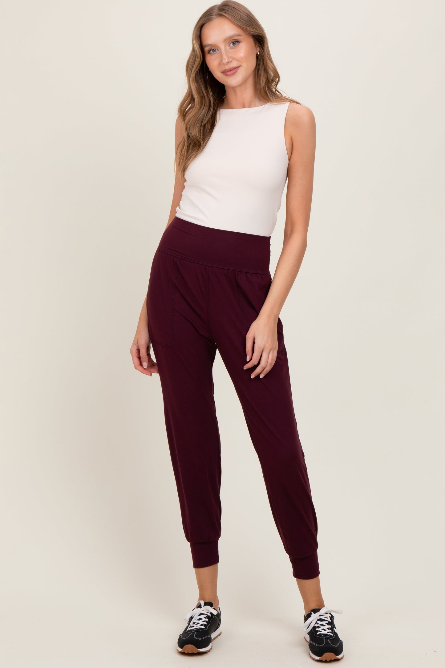 Burgundy Maternity Joggers