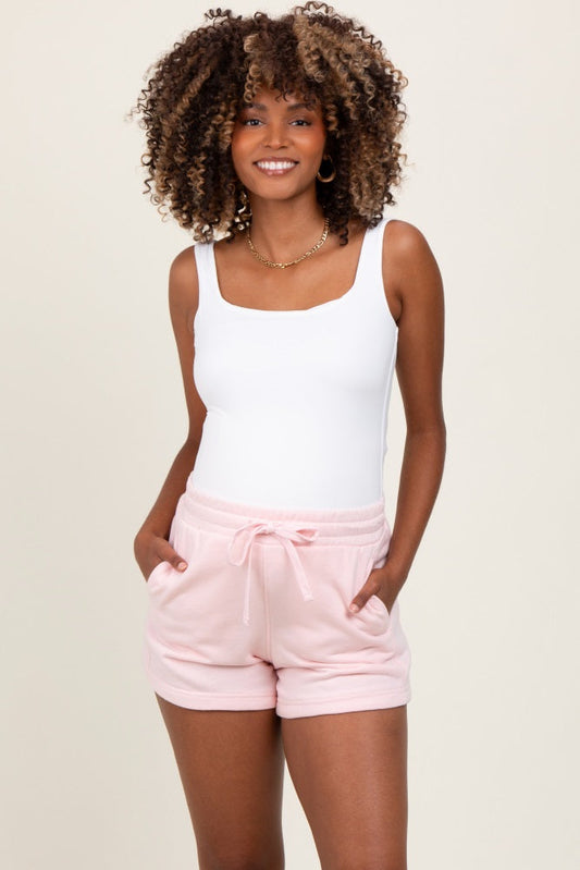 Light Pink Terry Maternity Shorts