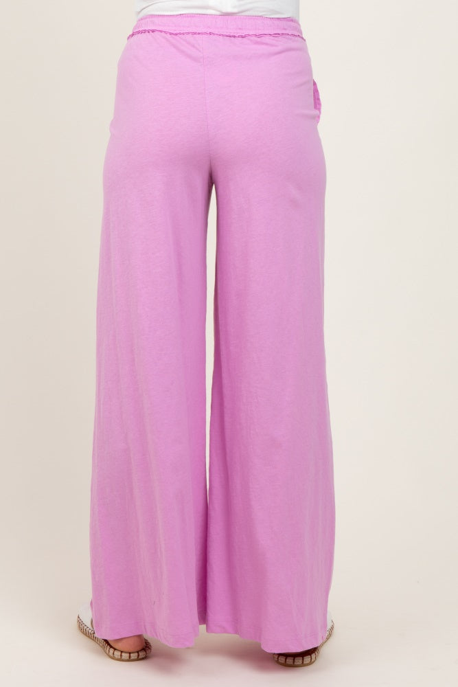 Pink Drawstring Wide Leg Maternity Lounge Pant