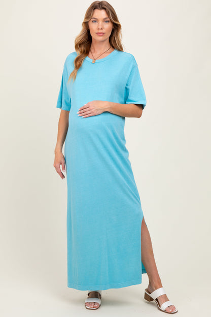 Aqua Short Sleeve Knit T-Shirt Maternity Maxi Dress