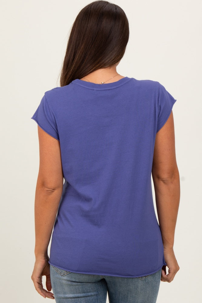 Navy Soft Cap Sleeve Maternity T-Shirt Top