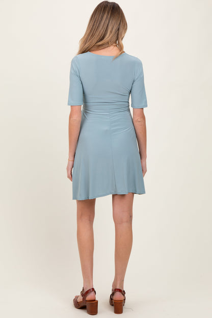 Mint Waist Tie Maternity Nursing Dress