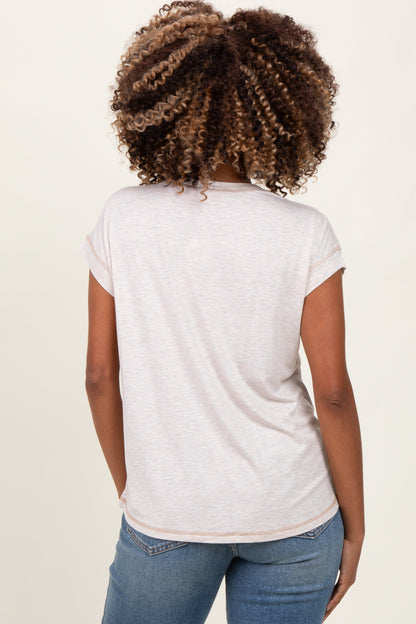 Beige Double Layer Short Sleeve Maternity Nursing Top